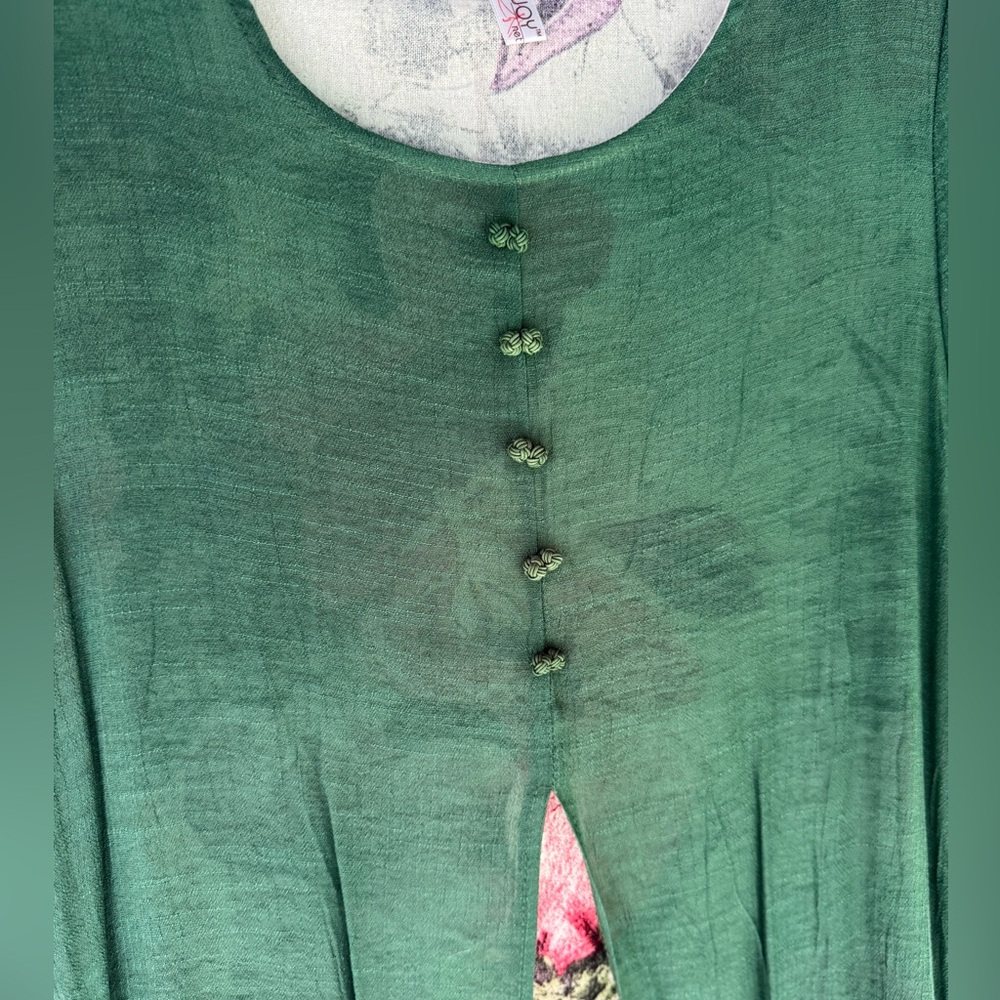 Green Layered Floral Dress - Picture 4 of 5